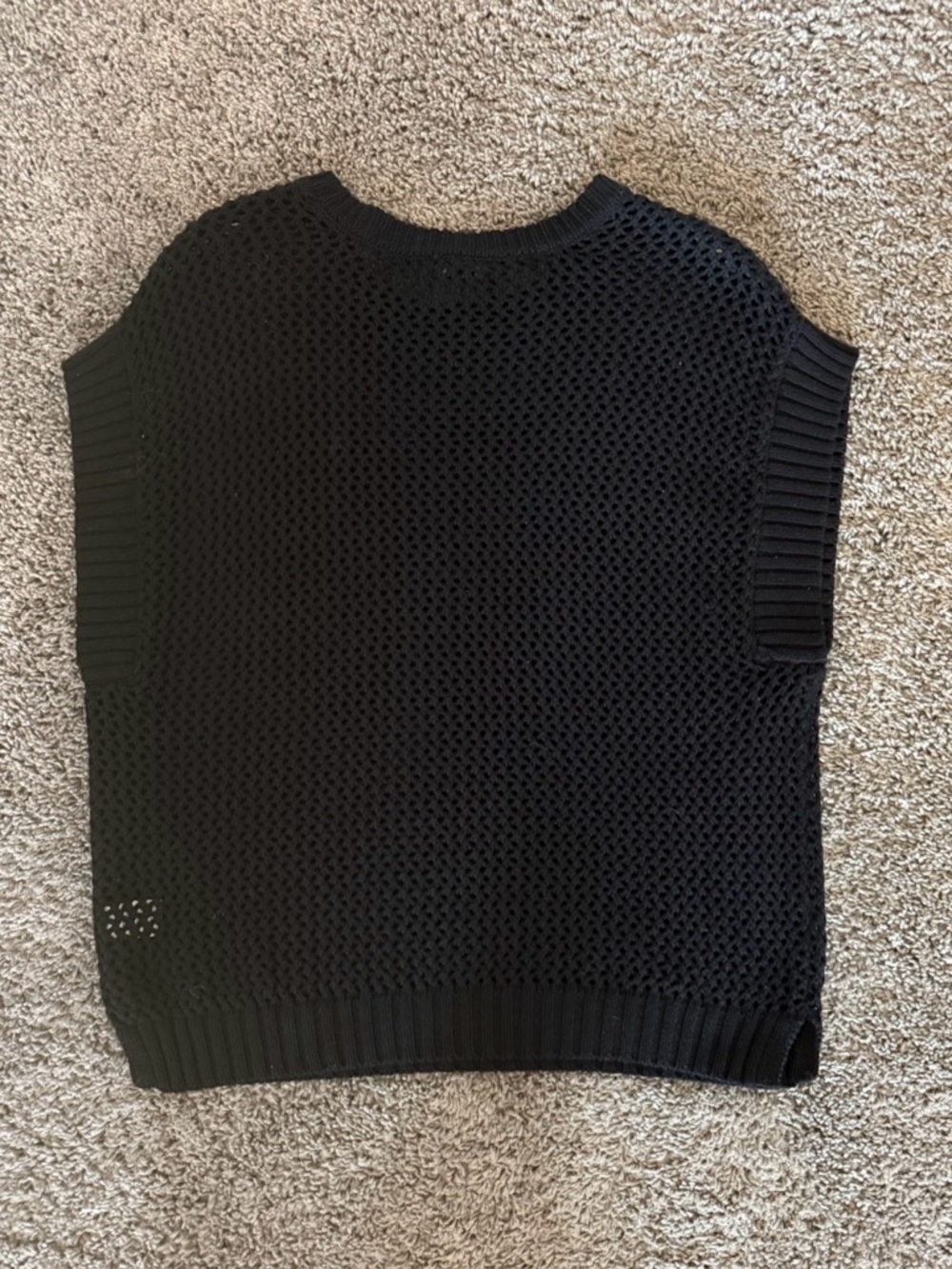 Halogen Open-Knit Black Sleeveless Sweater Top - Picture 5 of 5